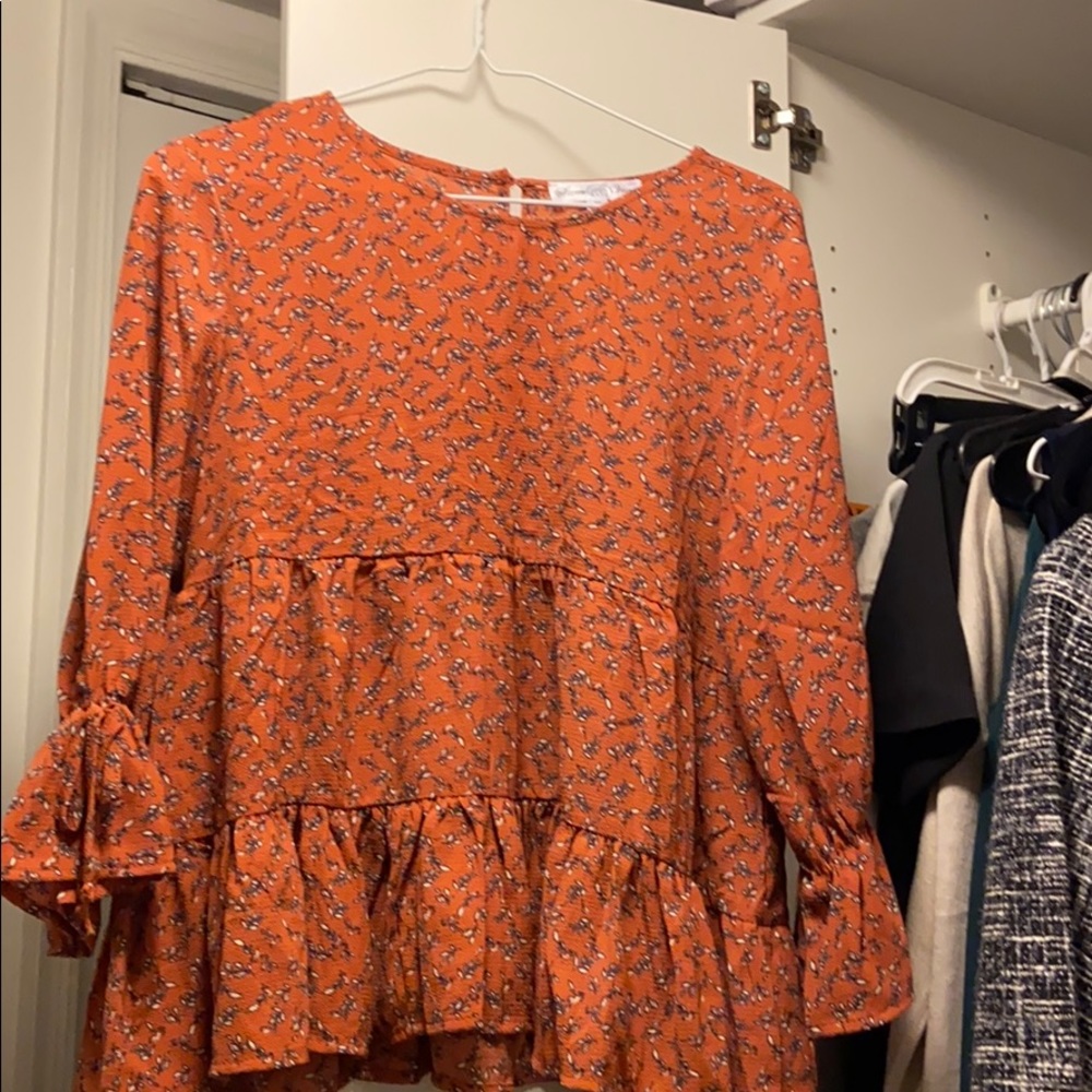 Scarlet flower blouse